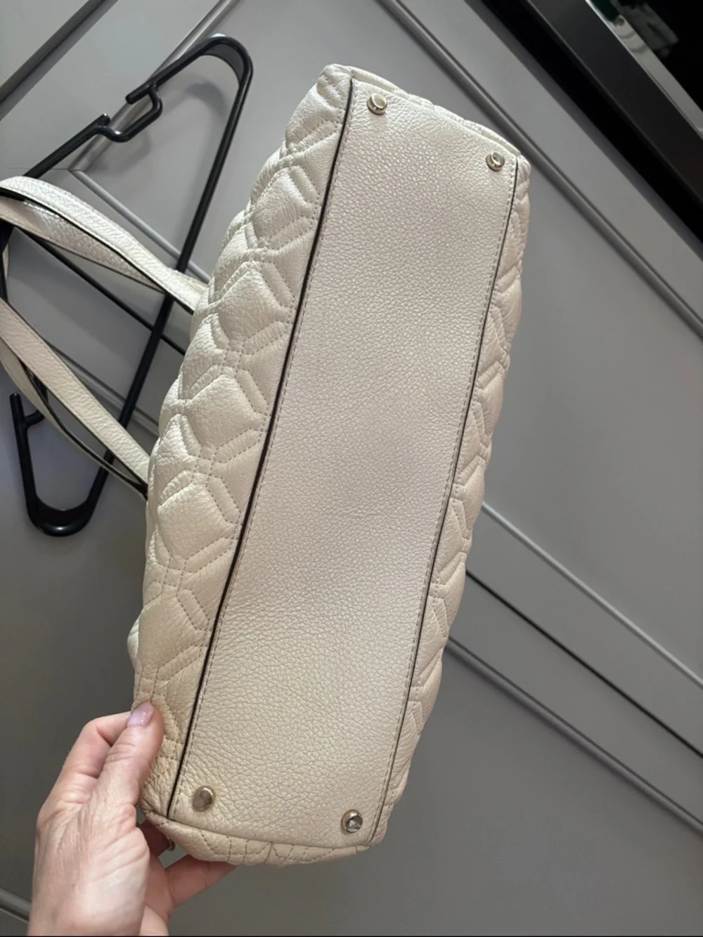 Kate Spade Astor Court ELENA Leather Shoulder Bag Tote Bone